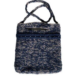 Crochet Handbag/Shoulder bag - Hand crafted – Blue & Ecru